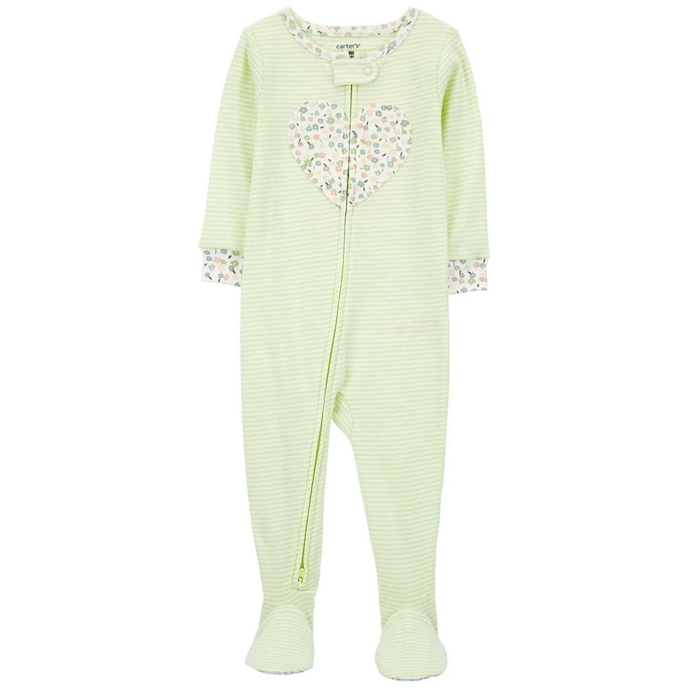 商品Carter's|Baby Girls One Piece Heart 100% Snug Fit Cotton Footie Pajamas,价格¥97,第1张图片