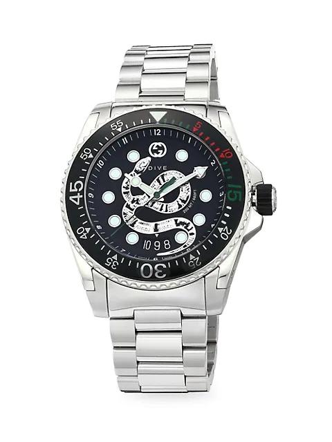 Diver Gucci Dive 45MM Stainless Steel King Snake Dial with Bracelet商品第1张图片规格展示