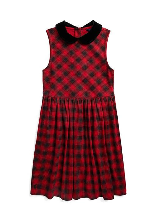 商品Ralph Lauren|Lauren Childrenswear Girls 7 16 Buffalo Check Stretch Ponte Dress,价格¥171,第1张图片