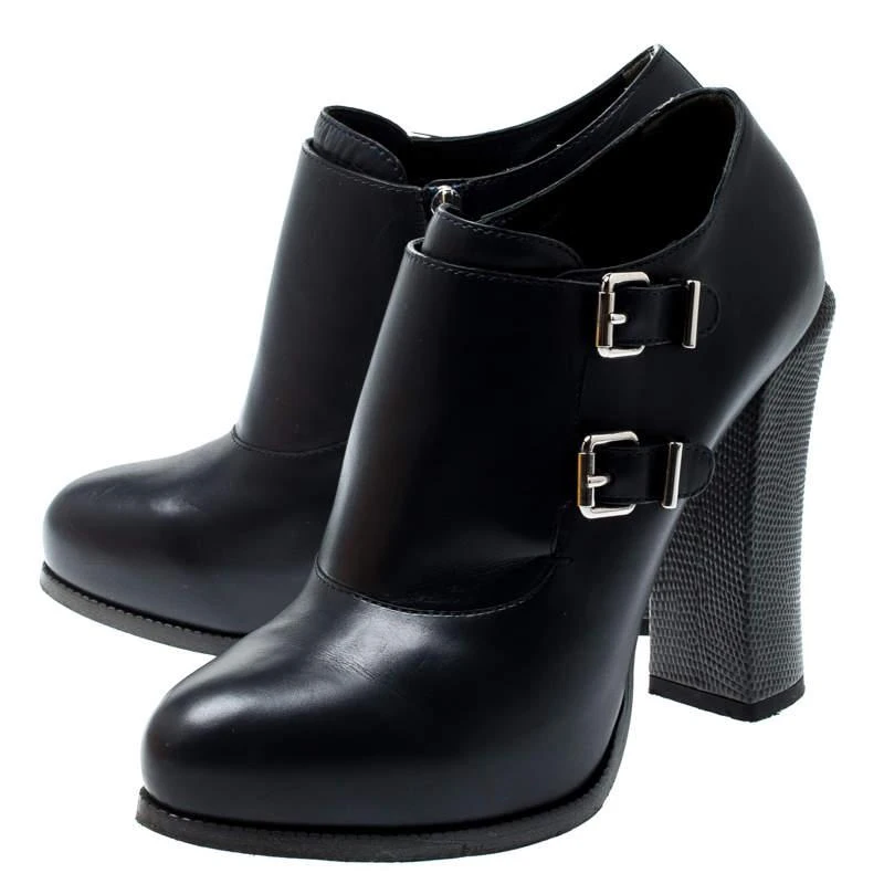 商品[二手商品] Fendi|Fendi Indigo Blue Leather Ankle Booties Size 38,价格¥3074,第4张图片详细描述