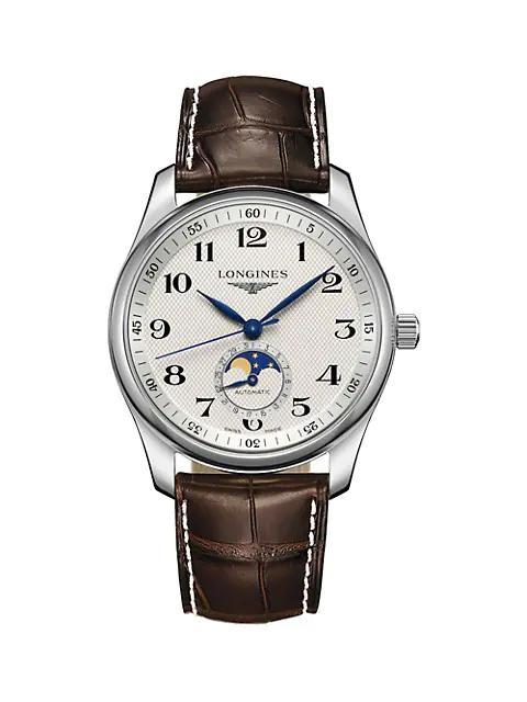 商品Longines|Master 40MM Stainless Steel & Alligator Strap Moon-Phase Watch,价格¥18753,第1张图片