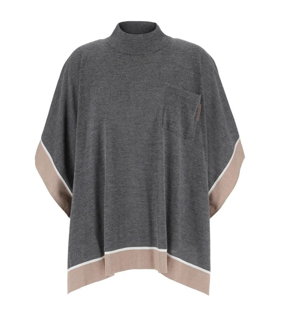 商品Brunello Cucinelli|Brunello Cucinelli Turtleneck Knitted Cape Jacket,价格¥27068,第1张图片