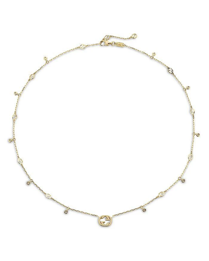 商品Gucci|18K Yellow Gold Interlocking G Diamond Dangle Pendant Necklace, 15-16.5",价格¥24850,第2张图片详细描述