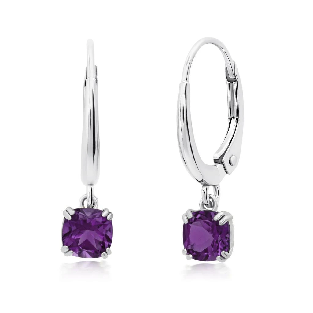 商品Nicole Miller|10k White or Yellow Gold Cushion Cut 5mm Gemstone Dangle Lever Back Earrings with Push Backs,价格¥1186,第2张图片详细描述