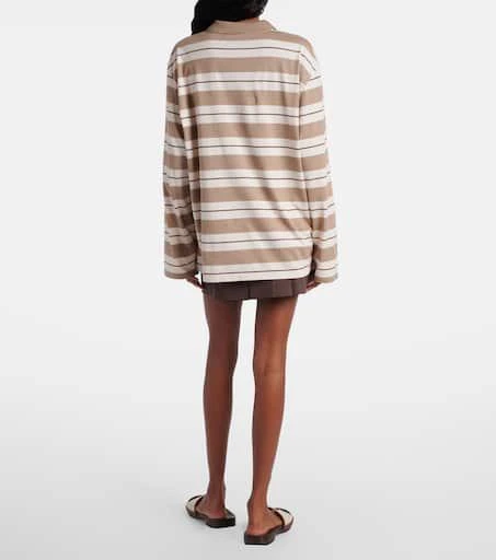 商品Miu Miu|Logo条纹棉质针织Polo衫,价格¥11307,第3张图片详细描述