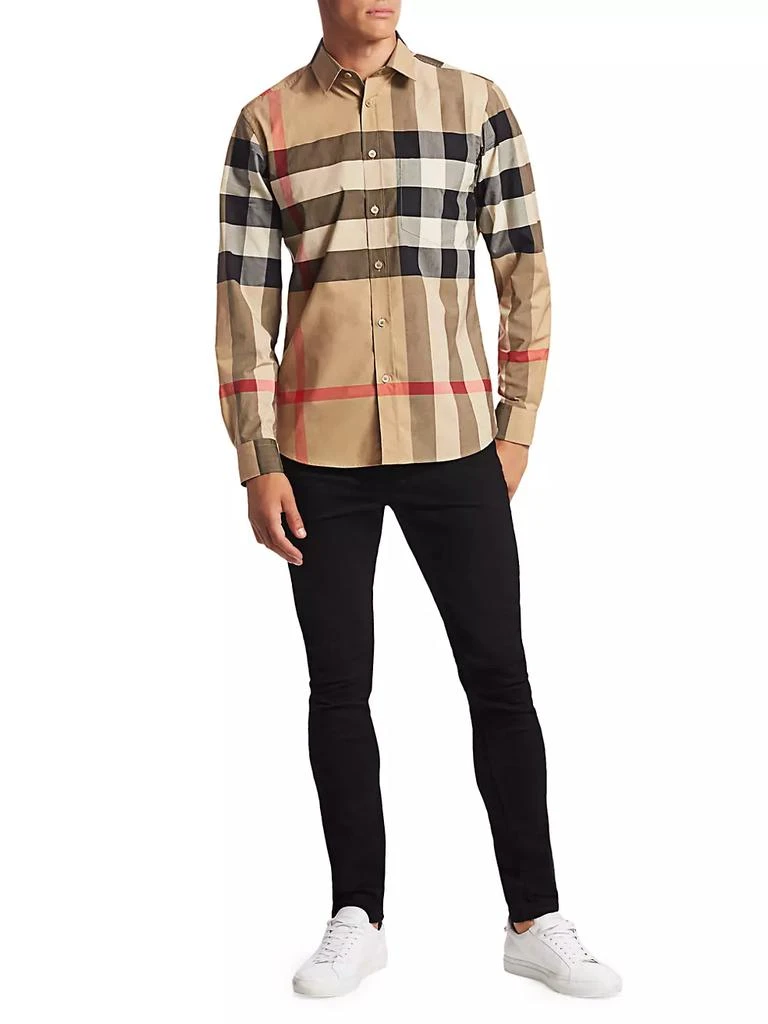 商品Burberry|Somerton Check Cotton Long-Sleeve Shirt,价格¥4762,第2张图片详细描述