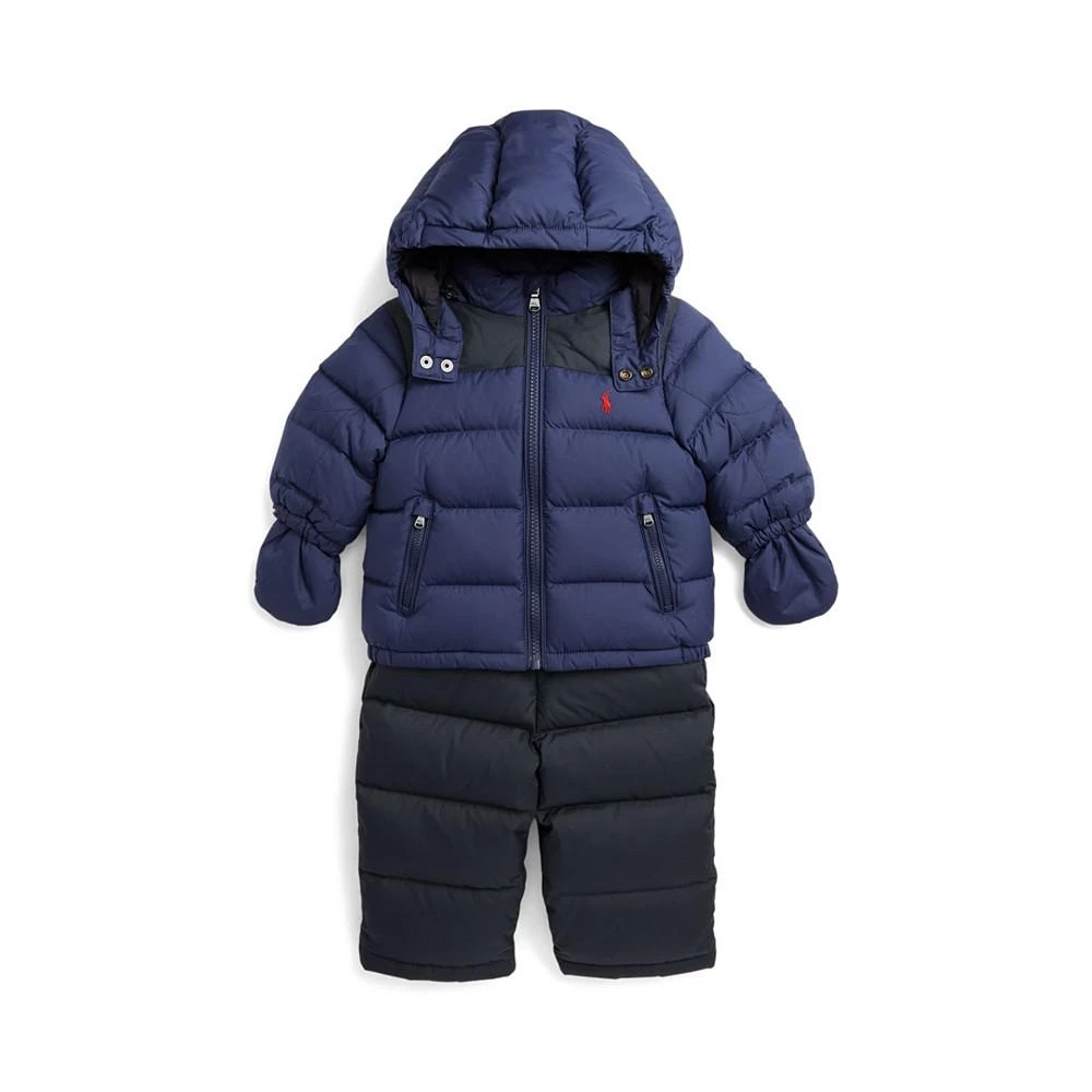 商品Ralph Lauren|Baby Boys Water-Repellent Down Snowsuit Jacket and Overall Set,价格¥771,第1张图片