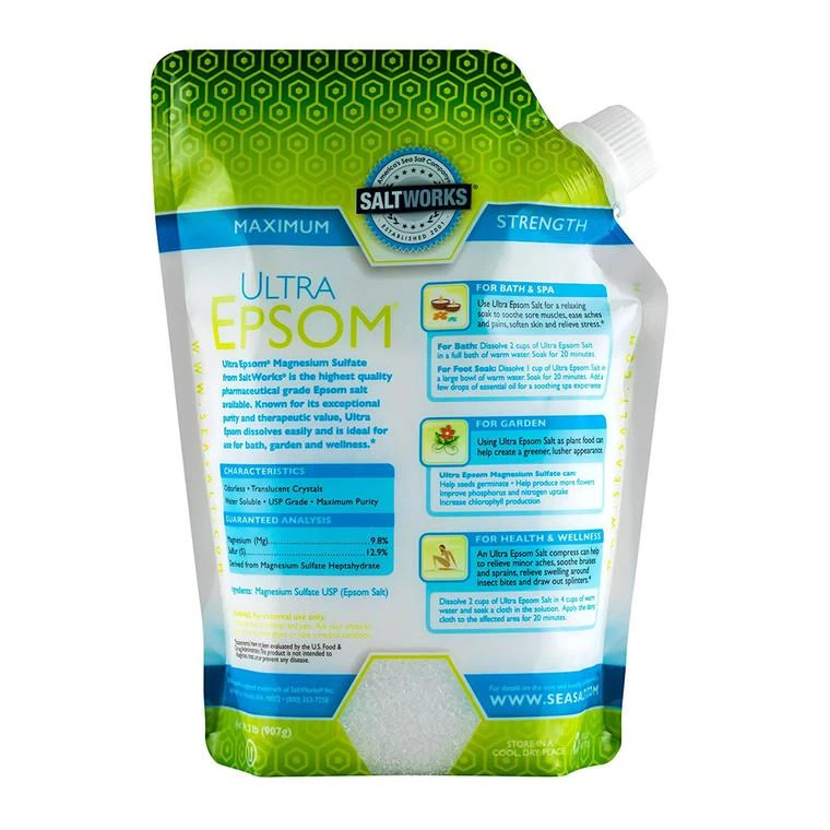 商品SaltWorks|Saltworks Ultra Epsom Premium Bath Salt, 2 Lb,价格¥39,第1张图片