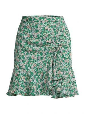 商品Max Studio|Floral Ruched Crepe Ruffle Mini Skirt,价格¥113,第3张图片详细描述