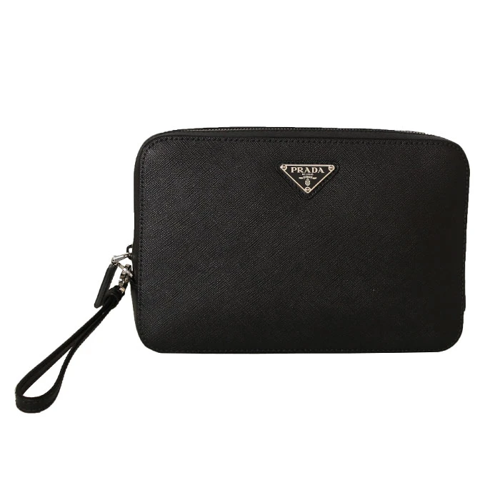 商品[国内直发] Prada|PRADA 男士黑色皮革手拿包 2VF017--F0002,价格¥9266,第1张图片