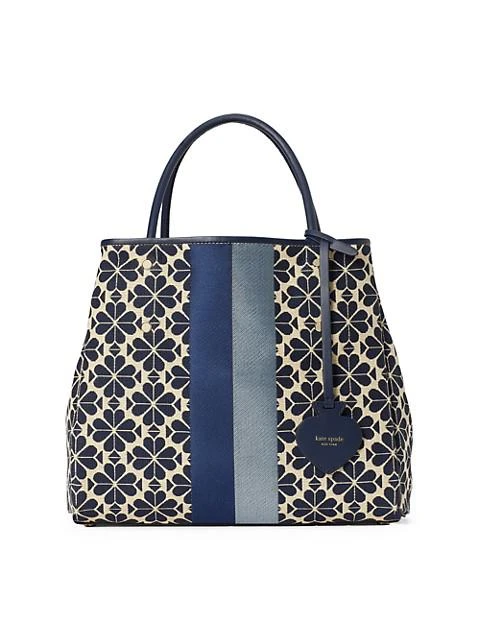 商品Kate Spade|Medium Flower Jacquard Stripe Tote,价格¥2695,第1张图片