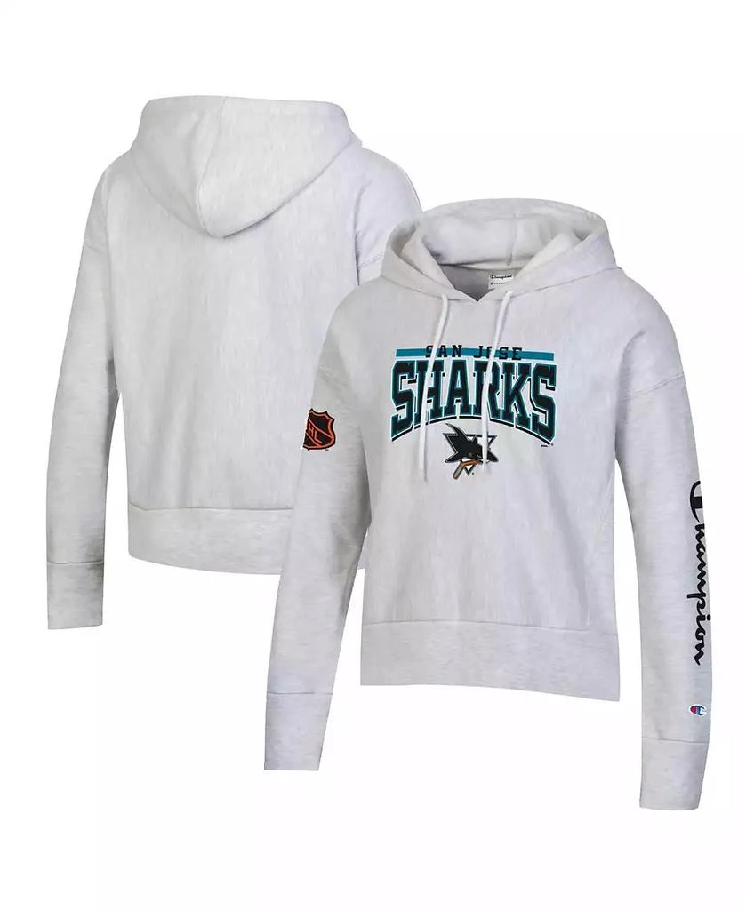 商品CHAMPION|Women's Heathered Gray San Jose Sharks Reverse Weave Pullover Hoodie,价格¥449,第1张图片