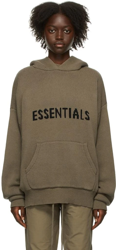 商品Essentials|Taupe Knit Pullover Hoodie,价格¥770,第1张图片