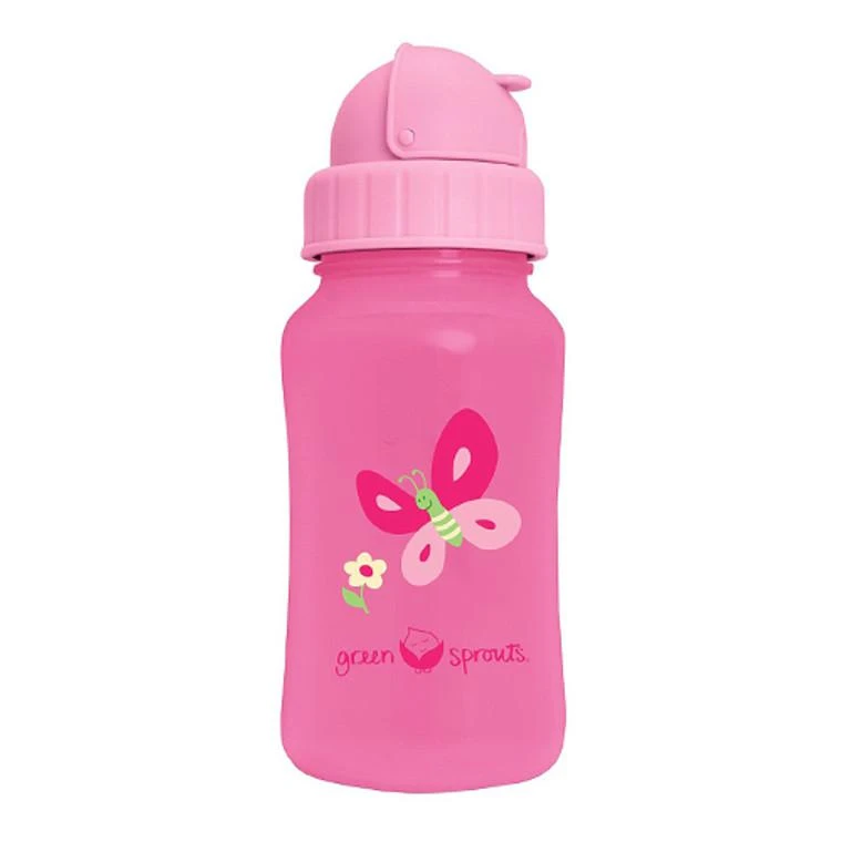 商品Green Sprouts|Green Sprouts Silicone Straw with Flip Cap Aqua Bottle, Pink, 1 Ea,价格¥36,第1张图片