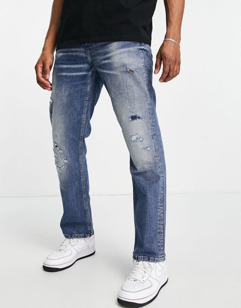 商品River Island|River Island straight jeans in blue,价格¥138,第4张图片详细描述