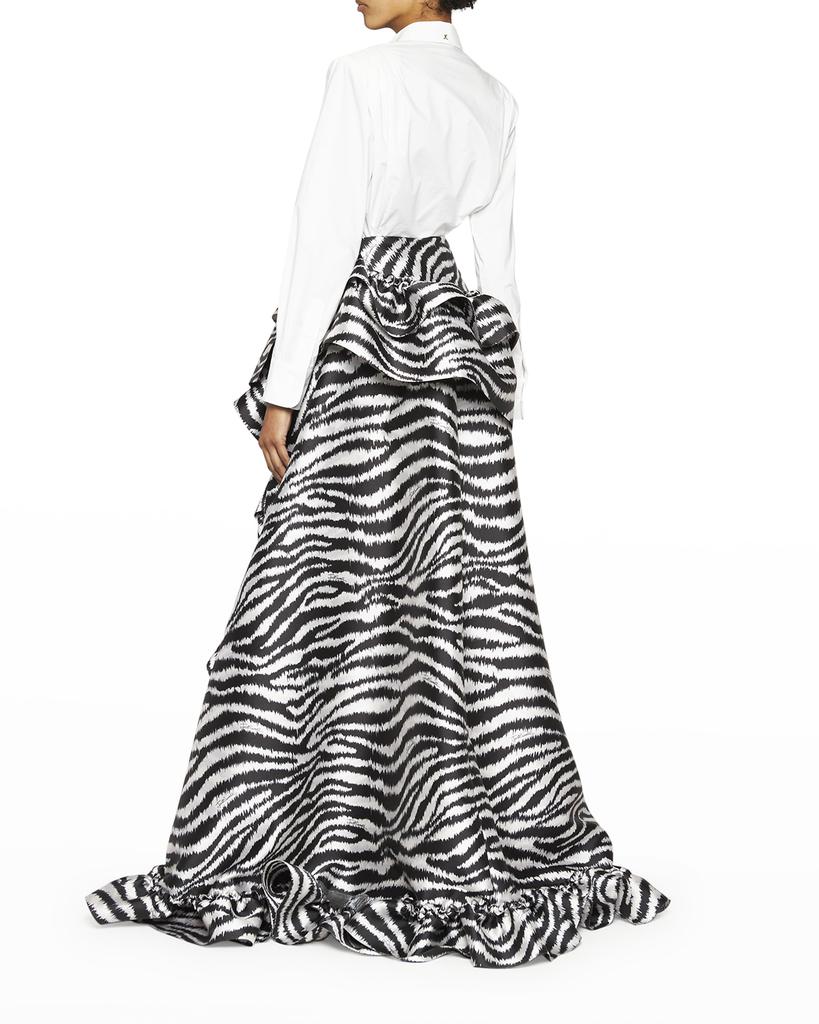 Zebra Asymmetric Ruffled Maxi Skirt商品第4张图片规格展示