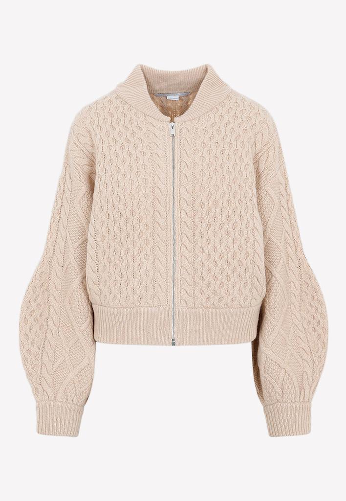 Aran Cable Zipped Sweater in Virgin Wool商品第1张图片规格展示