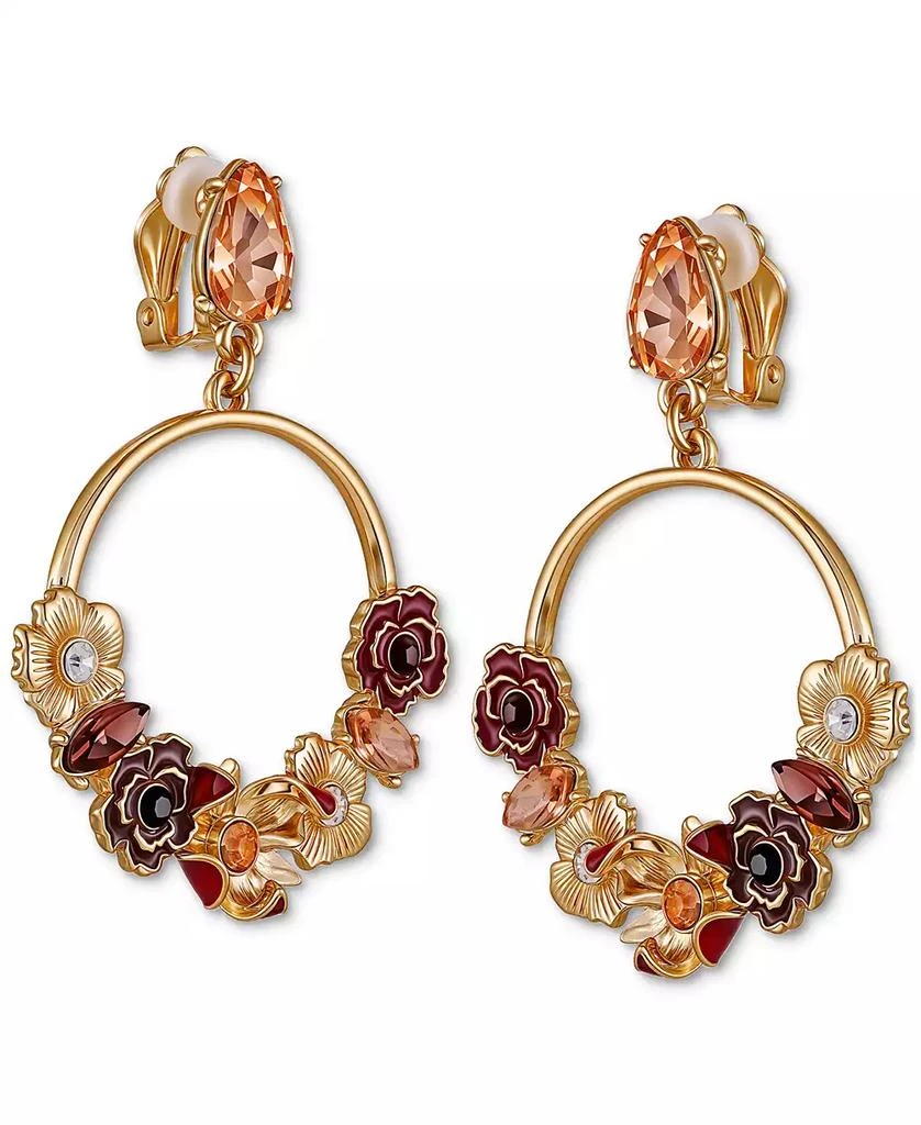 商品GUESS|Gold-Tone Floral Jewel Clip-On Hoop Earrings,价格¥182,第2张图片详细描述