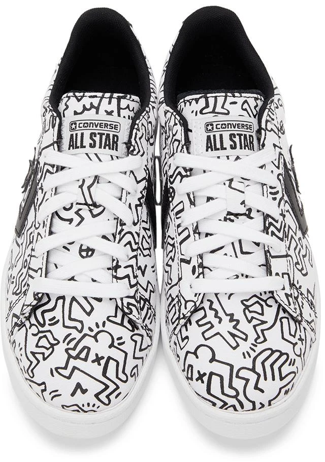 商品Converse|White & Black Keith Haring Edition Leather Pro Ox Sneakers,价格¥384,第5张图片详细描述