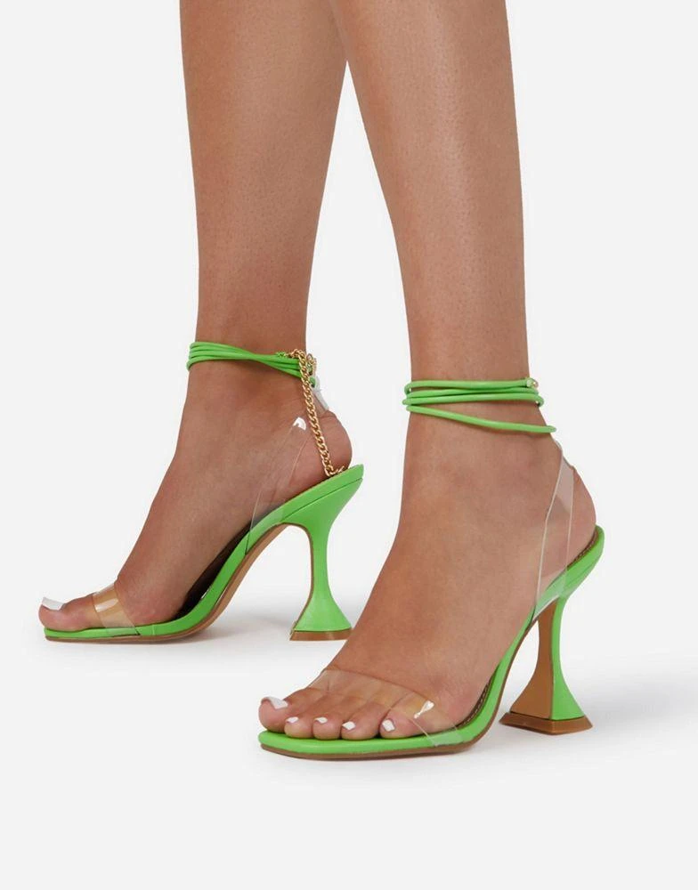 商品ego|Ego Dani heeled sandals with ankle tie in green,价格¥158,第1张图片