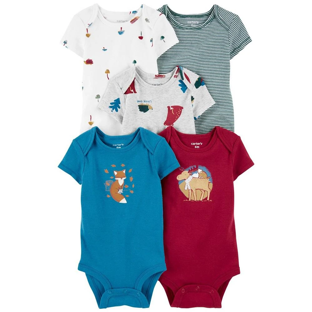 商品Carter's|Baby Boys Short Sleeve Bodysuits, Pack of 5,价格¥161,第1张图片