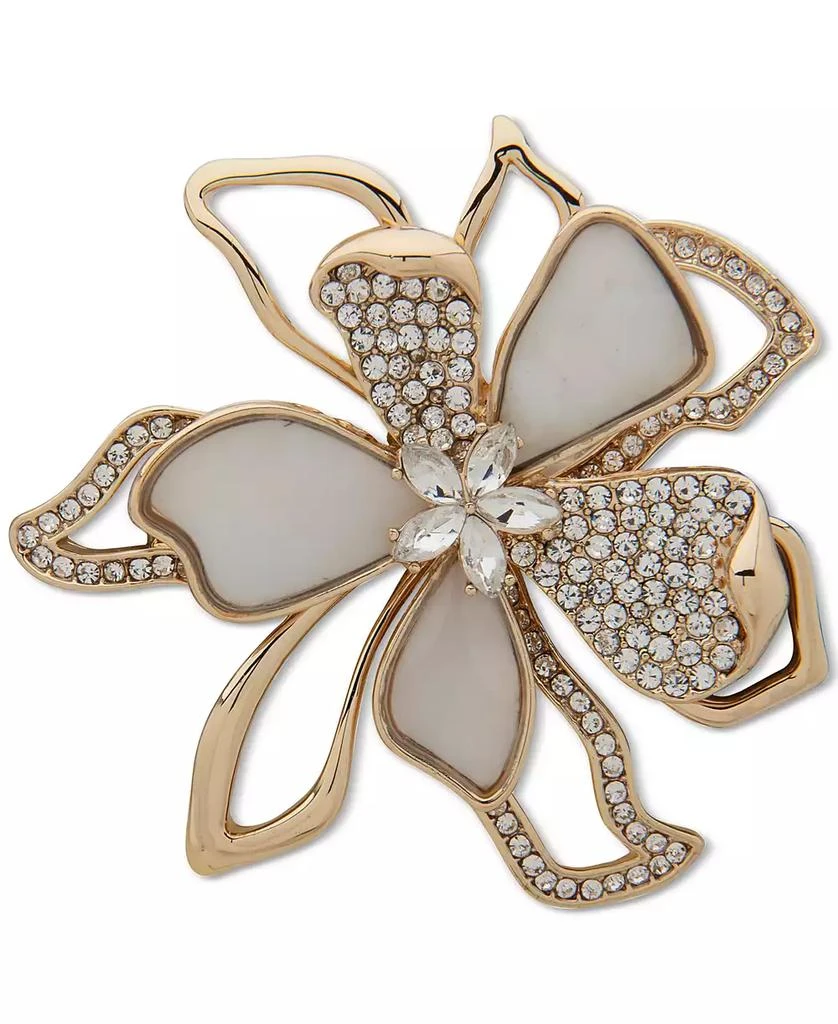 商品Anne Klein|Gold-Tone Crystal & Mother-of-Pearl Flower Pin,价格¥219,第1张图片