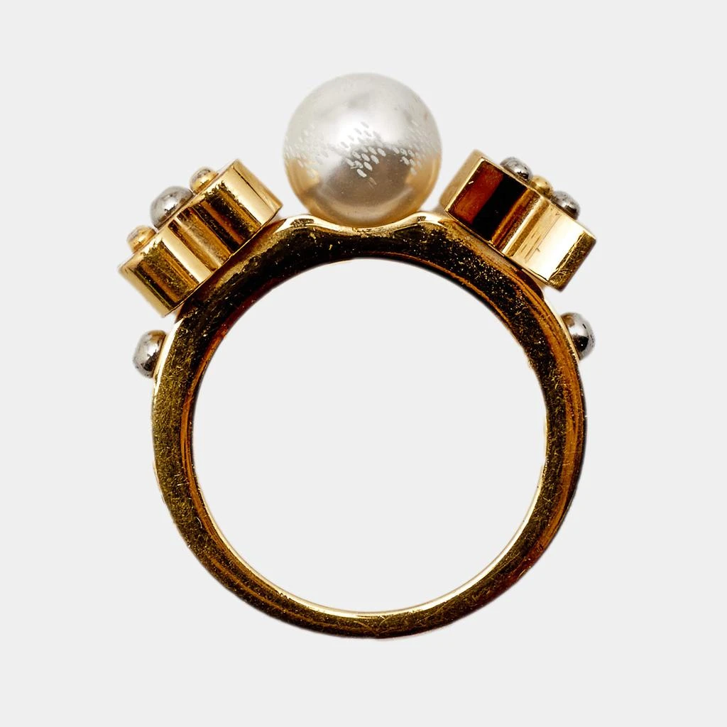 商品[二手商品] Louis Vuitton|Louis Vuitton Gold Tone Faux Pearl Monogram Ring M,价格¥1432,第4张图片详细描述