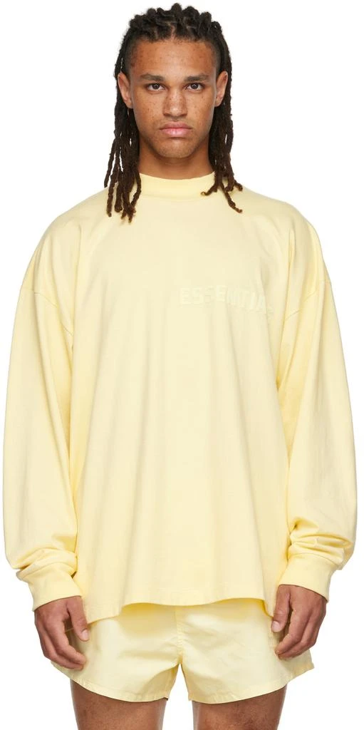 商品Essentials|Yellow Flocked Long Sleeve T-Shirt,价格¥256,第1张图片