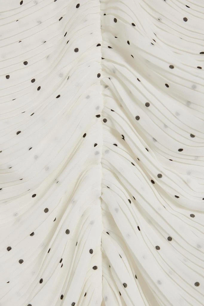 商品FRAME|Ruched polka-dot plissé crepe de chine midi dress,价格¥755,第4张图片详细描述
