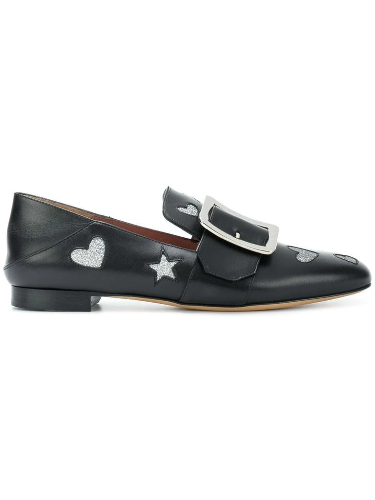 商品Bally|NEW Bally Janelle Hearts Ladies Black Leather Loafers,价格¥2006,第1张图片