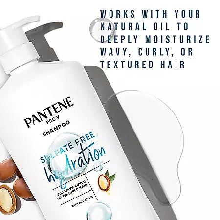 商品Pantene|Pantene Pro-V Sulfate Free Hydration Shampoo with Argan Oil, 38.2 fl. oz.,价格¥97,第2张图片详细描述