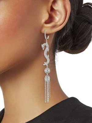 商品Eye Candy LA|Dragon Rhodium-Plated Crystal Drop Earrings,价格¥413,第2张图片详细描述