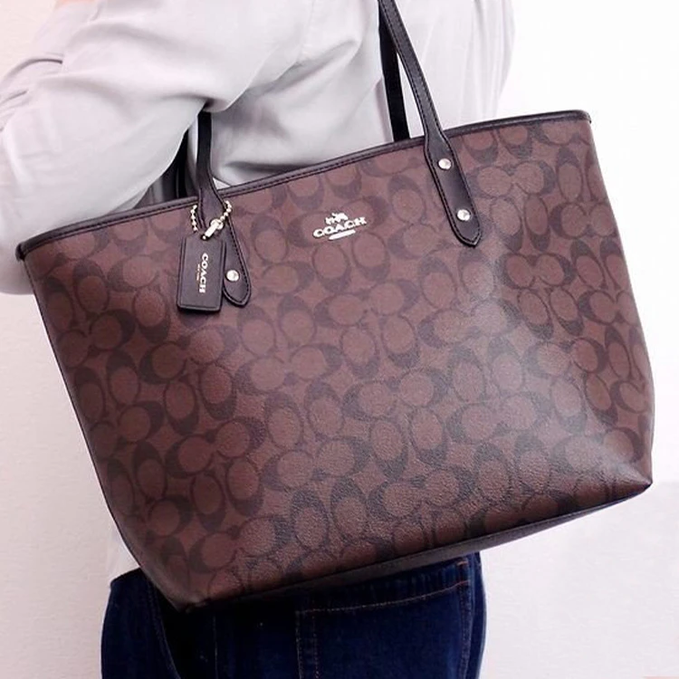 商品[国内直发] Coach|蔻驰 City Zip Tote 30 老花满印拉链开合 涂层帆布 托特包Tote包购物袋手提单肩包 大号 女款 棕黑色,价格¥2337,第9张图片详细描述