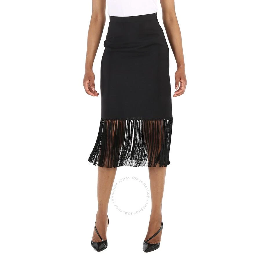 商品Burberry|Black Mohair Wool A-line Fringed Skirt,价格¥2213,第1张图片