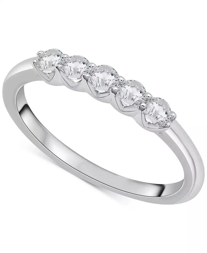 商品Macy's|Diamond Five Stone Polished Ring (1/3 ct. t.w.) in Platinum,价格¥5158,第1张图片