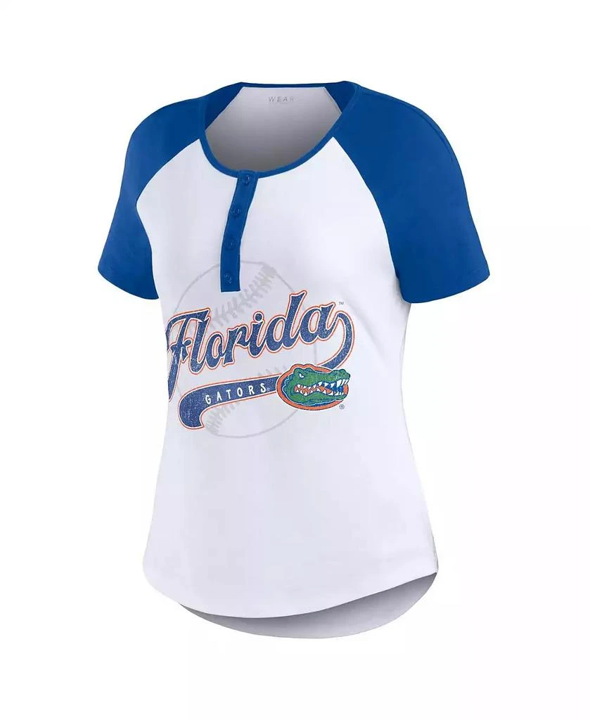 商品WEAR by Erin Andrews|Women's White Florida Gators Baseball Logo Raglan Henley T-Shirt,价格¥301,第3张图片详细描述