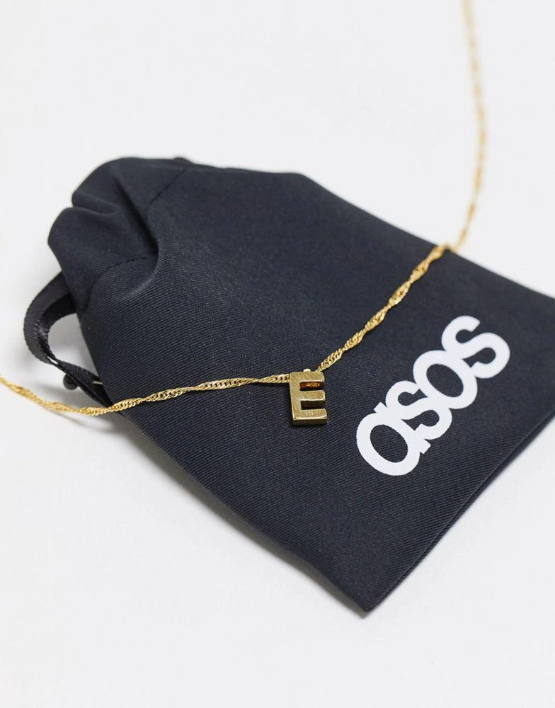 商品ASOS|ASOS DESIGN 14k gold plated necklace with simple E initial,价格¥136,第3张图片详细描述