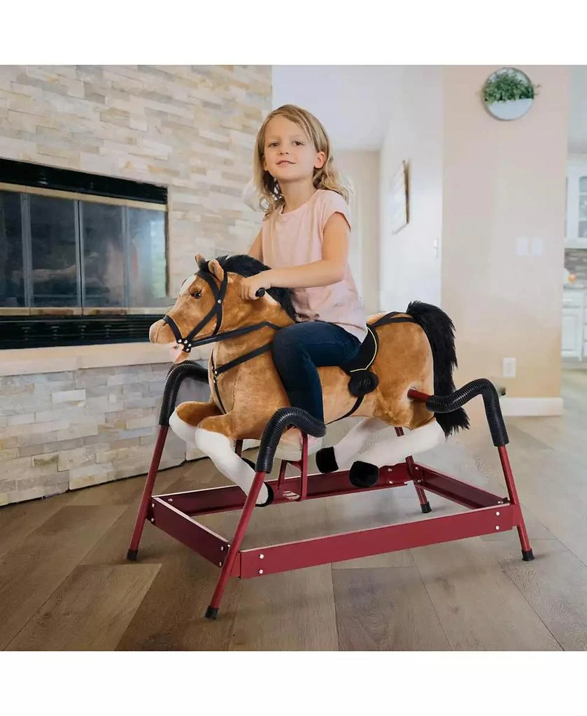 商品Qaba|Rocking Horse Toy Children Vintage Plush Rocker Wooden Ride W/ Sound,价格¥847,第2张图片详细描述