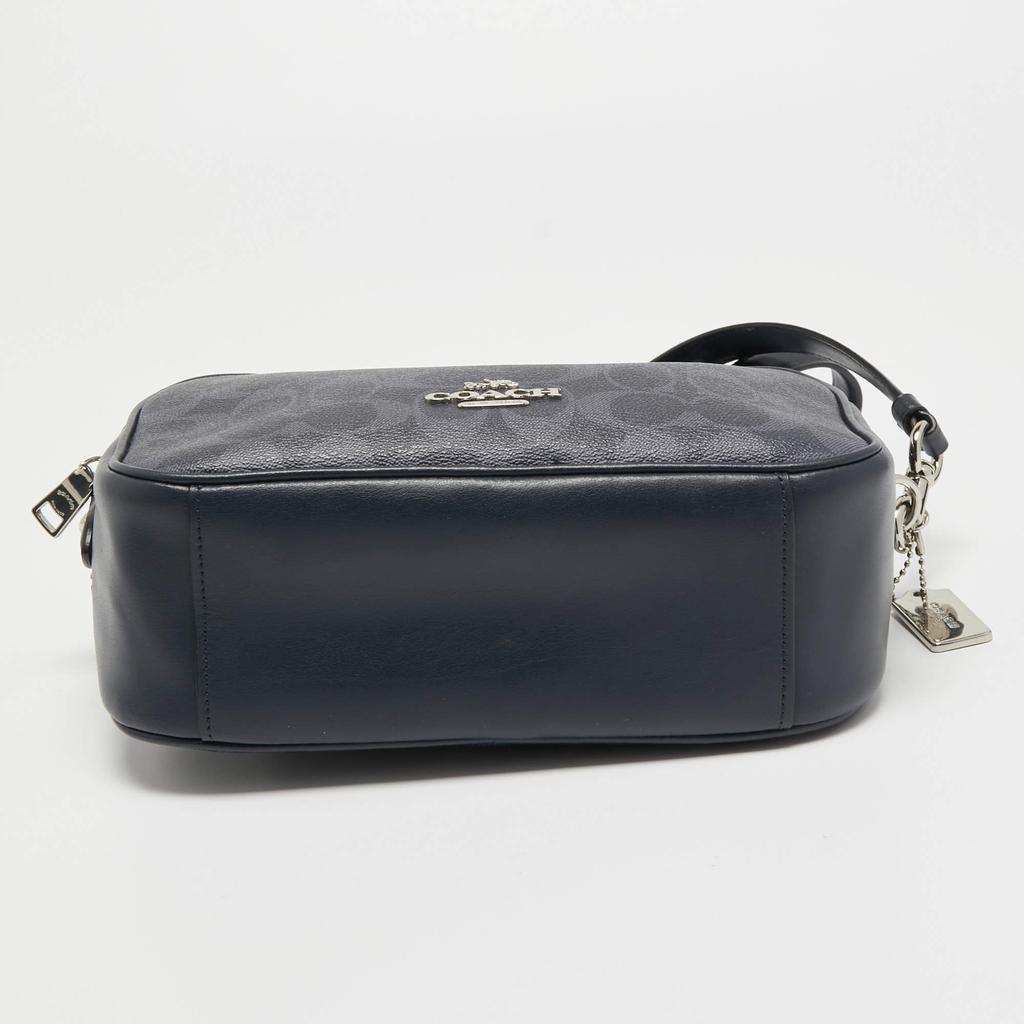 Coach Navy Blue Signature Coated Canvas and Leather Jes Camera Crossbody Bag商品第6张图片规格展示