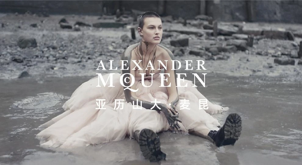 商品Alexander McQueen|灰色抽绳印花连帽卫衣 仅剩XL码【香港仓极速发货】,价格¥4503,第1张图片详细描述