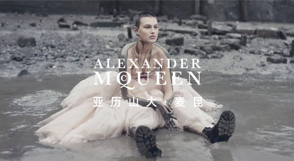 商品Alexander McQueen|灰色抽绳印花连帽卫衣【香港仓极速发货】,价格¥4330,第3张图片详细描述