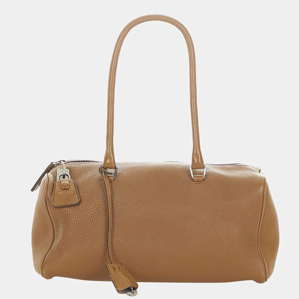 商品[二手商品] Prada|Prada Brown/Beige Vitello Daino Boston Bag,价格¥3008,第1张图片