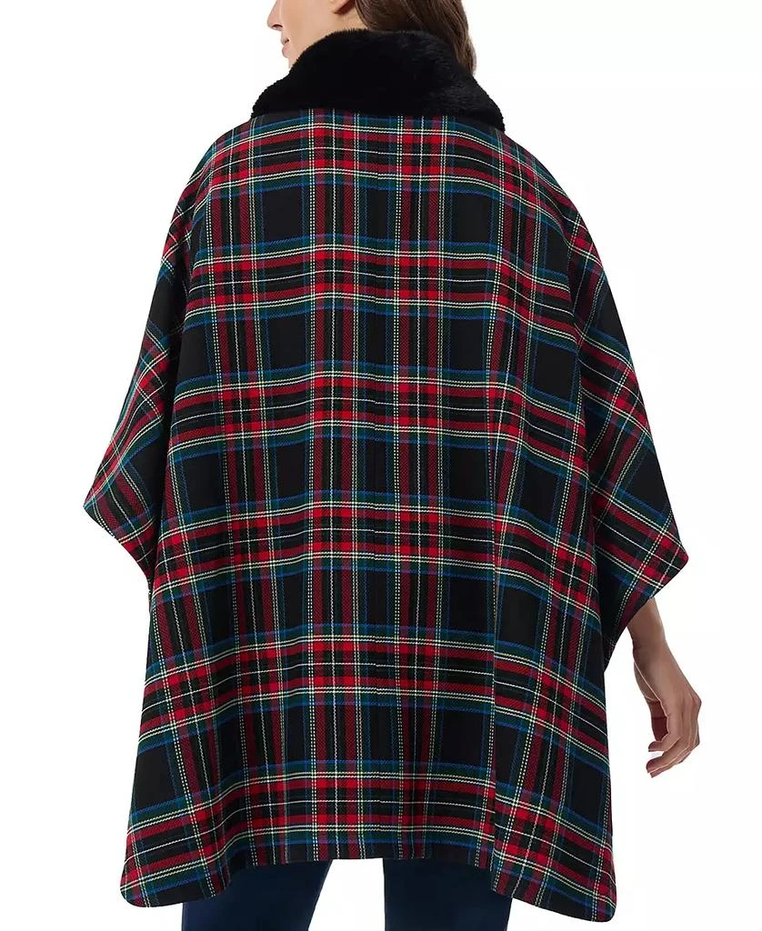 商品JONES NEW YORK|Women's Plaid-Print Faux-Fur Collar Poncho,价格¥563,第2张图片详细描述