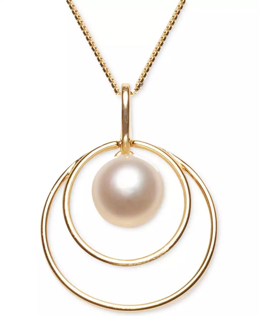 商品Macy's|Cultured Freshwater Pearl (8mm) Double Loop 18" Pendant Necklace in 18k Gold-Plated Sterling Silver,价格¥234,第1张图片