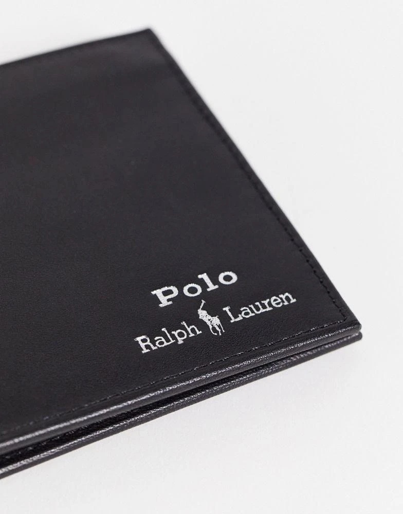 商品Ralph Lauren|Polo Ralph Lauren bifold leather wallet with cardholder in black with silver foil logo,价格¥722,第3张图片详细描述