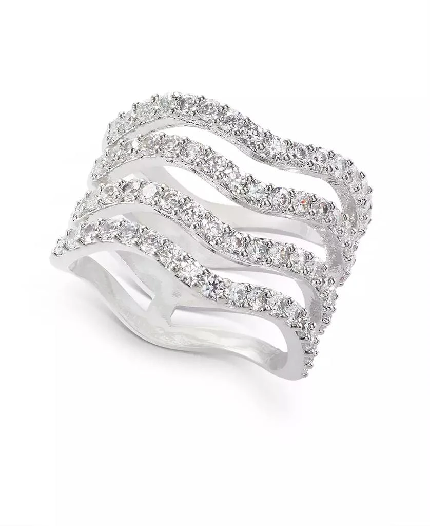 商品INC International|Silver-Tone Crystal Wavy Multi-Row Ring, Created for Macy's,价格¥61,第1张图片