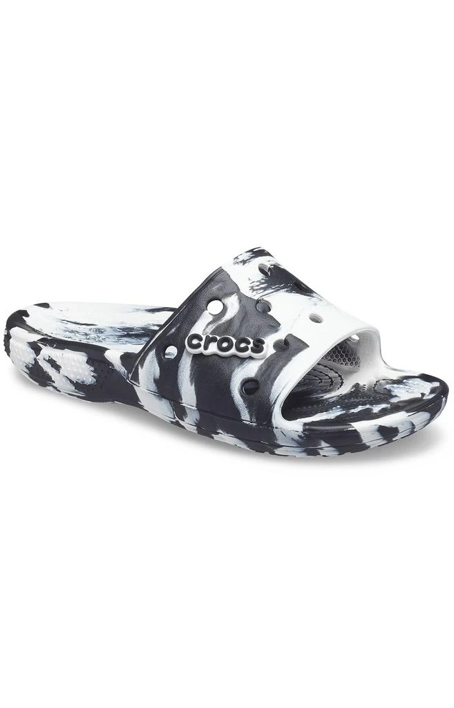 商品Crocs|Classic Crocs Marbled Slide - White/Black,价格¥142,第1张图片