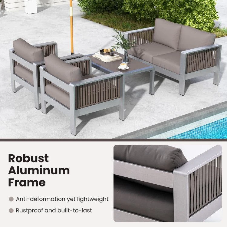 商品Hivvago|Patio Furniture Aluminum Armchair with Thick Back and Seat Cushion,价格¥3117,第4张图片详细描述