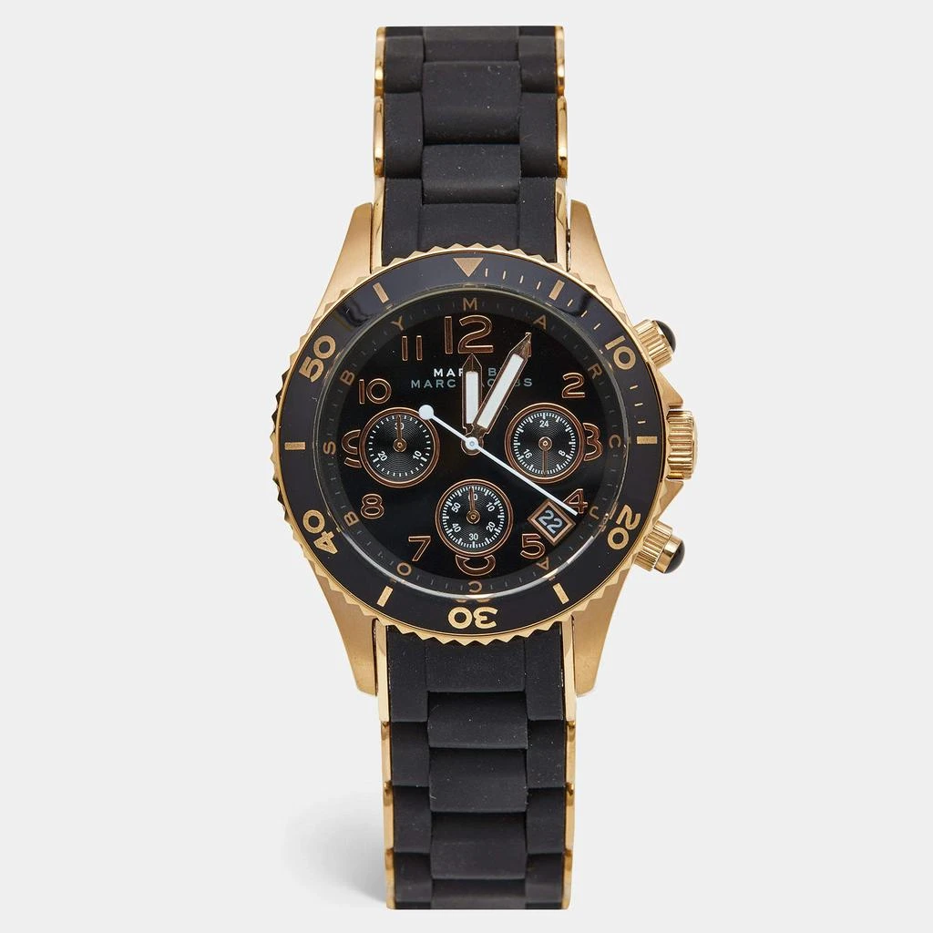 商品[二手商品] Marc Jacobs|Marc by Marc Jacobs Black Gold Plated Stainless Steel Silicone Pelly MBM2553 Women's Wristwatch 40 mm  ,价格¥848,第1张图片