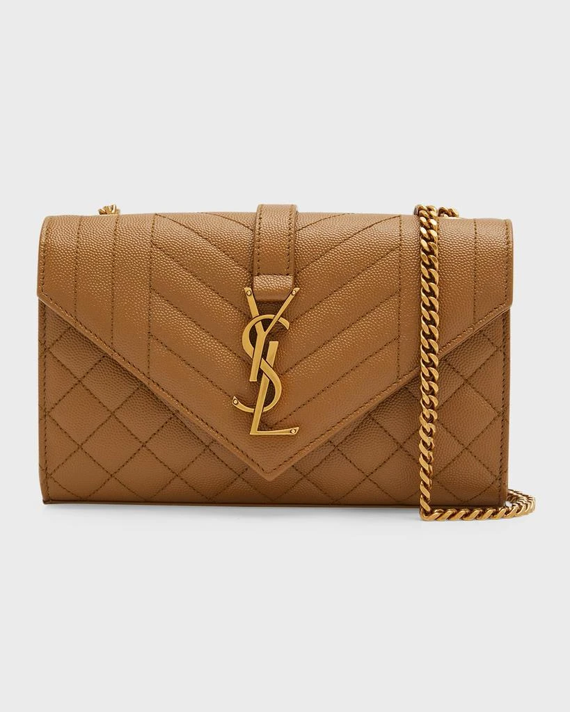 商品Yves Saint Laurent|Envelope Triquilt Small YSL Shoulder Bag in Grained Leather,价格¥20502,第1张图片